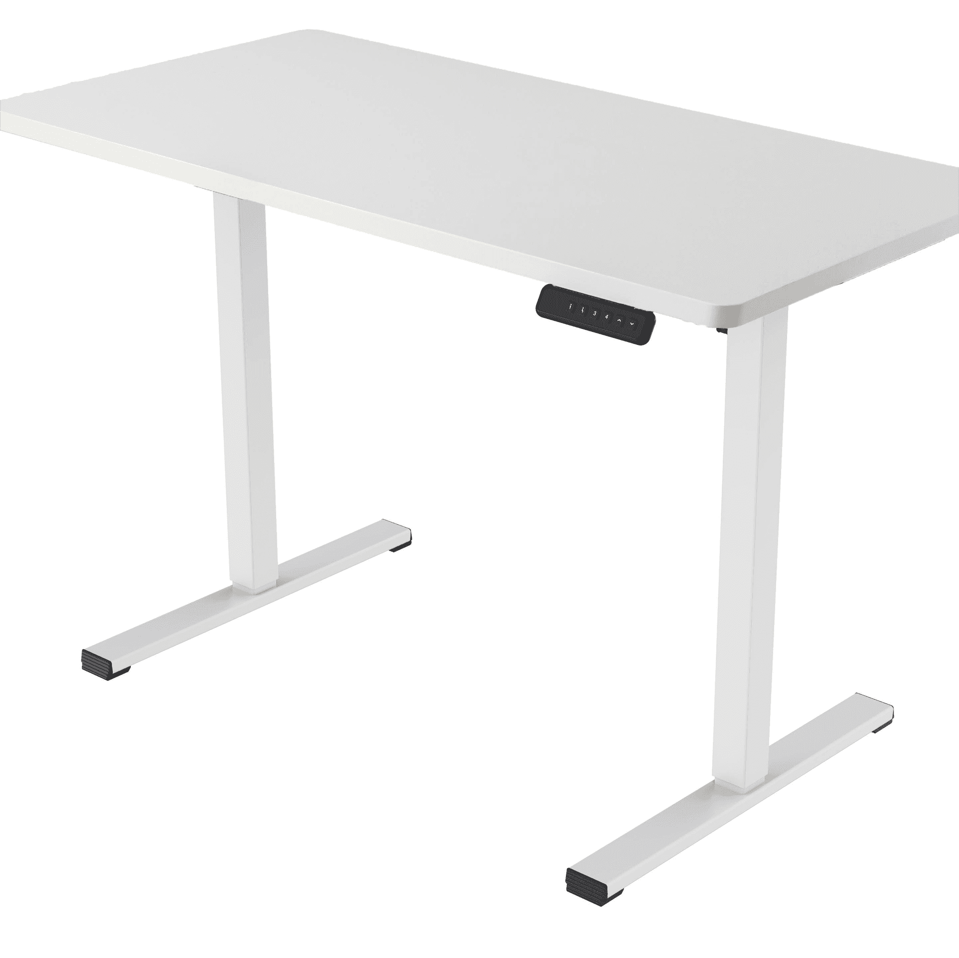 Lisonu Electric Standing Desk, Height Adjustable Sit Stand Workstation with Whole-Piece Desktop for Home Office, White Frame with White Top