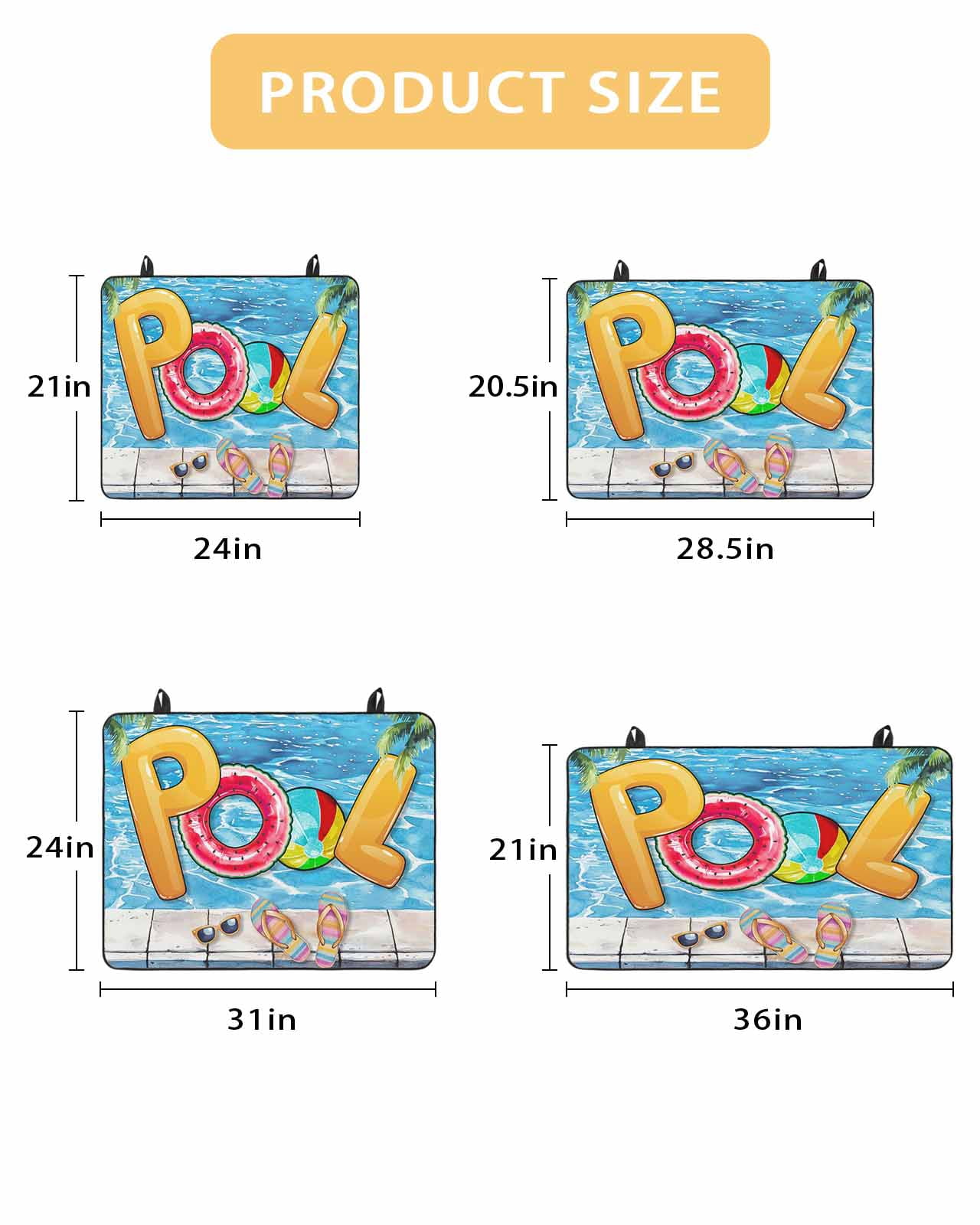 nqOlkjepod Large Induction Cooktop Protector Mat 31"x24", Blue Summer Pool Stove Top Covers for Electric Stove, Watermelon Swimming Ring Slippers Stove Burner Cover Mats, Glass Top Stove Cover