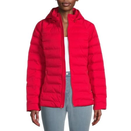 Time and Tru Women's and Plus Packable Stretch Zip Up Puffer Jacket