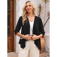thumbnail image 4 of DARING DIVA Women's 3/4 Sleeve Open Front Loose Cover Ups Lightweight Shrug S Black, 4 of 8
