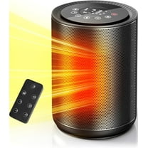 Moifoi Space Heater, 1500 W PTC Ceramic Heater with LED Screen & Remote Control, 24H Timer, ECO mode, Overheat and Tip-Over Protection, Fast Heating for Bedroom, Room, Black