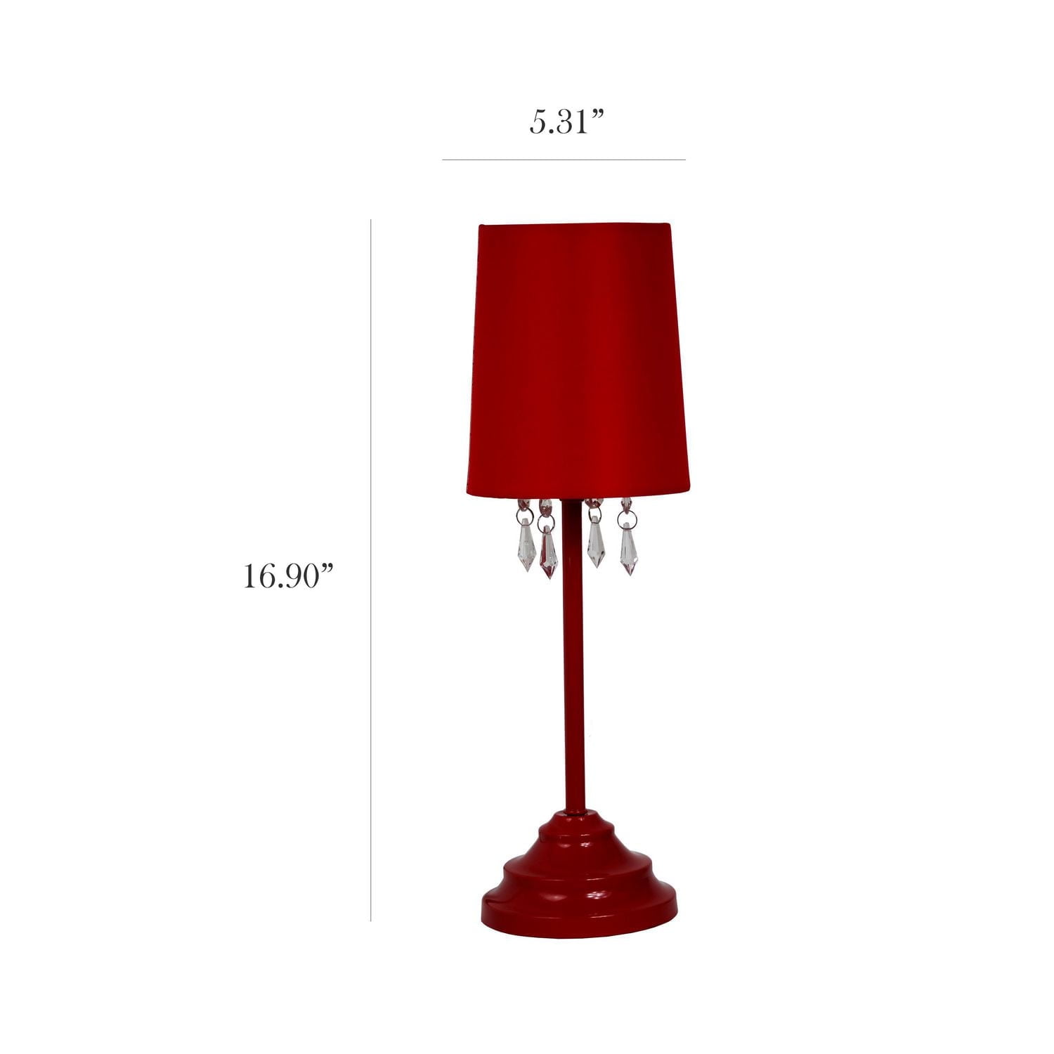 Simple Designs Table Lamp with Fabric Shade and Hanging Acrylic Beads