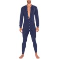 thumbnail image 2 of jsaierl Men's Onesie Pajamas Long Sleeve One Piece Solid Button Down Jumpsuit Romper Sleepwear, 2 of 6