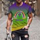 thumbnail image 4 of Camisetas de Manga Larga para Hombres Imprimir Fallow Cuello Redondo Camiseta, Moda Casual Manga Corta Mezcla de Algodón/Lino, 4 of 5