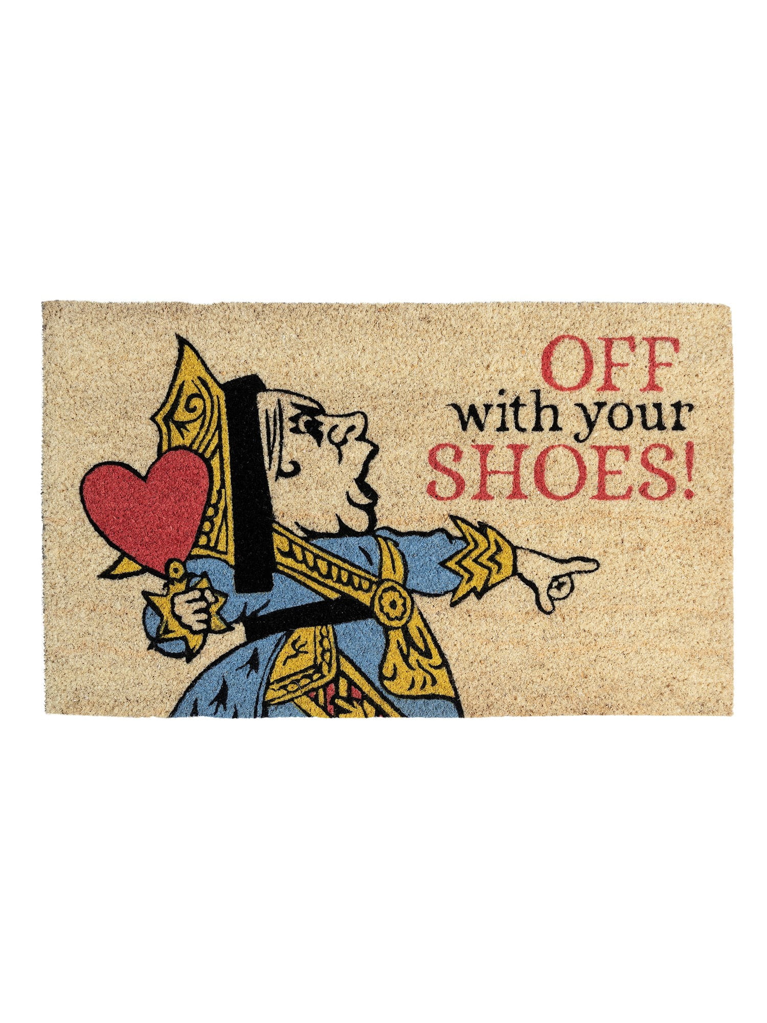 Entryways Queen of Hearts Welcome Mat Off with Your Shoes Coir Doormat 30" x 18" 