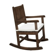 Zimtown Fir Wood Patio Rocking Chair with Cushion - Square Back Outdoor Rocker for Garden, Deck, Porch ,Carbonized