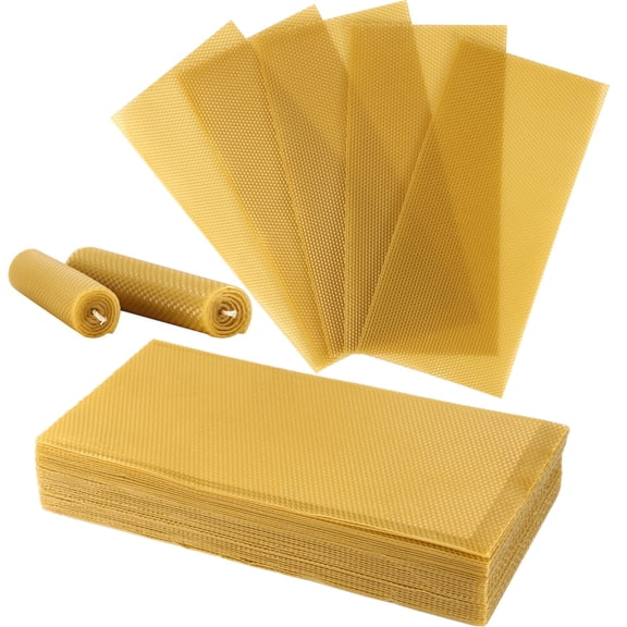 30 Pure Beeswax Sheets for Candle Making, 16.3 x 7.7 in Natural Wax Foundations, Sweet Scented and Easy to Roll, Handcrafted‑Friendly and Versatile, Ideal for Beekeeping and Candle DIY