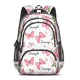 thumbnail image 2 of Butterfly and Rose Pink Pattern Backpack for School, Cute School Bag with Adjustable Shoulder Straps and Padded Back, 16.9"x12.6"x5.9", 2 of 5