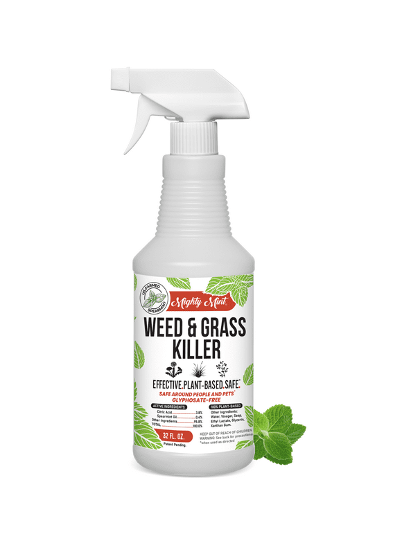 Mighty Mint Weed & Grass Killer  Ready to Spray Natural Weed Killer  For Organic Use  32oz