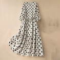 thumbnail image 2 of PuLe Summer Short Sleeve Dress Summer Dresses for Women Polka Dots Puff Sleeve Drawstring Waist Ruffle Hem Ankle Length Casual Women Beach, 2 of 9