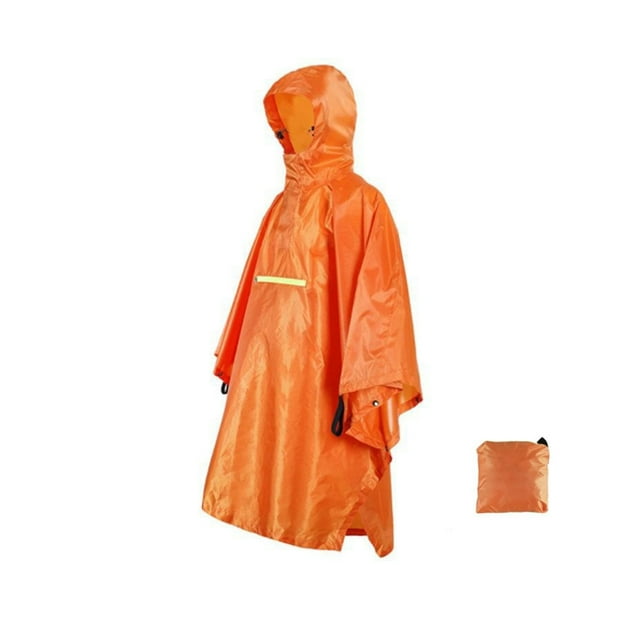 Decodeary Adult Rain Poncho Waterproof Reusable For Easy Wear And Carry Easy To Put On And Off Raincoat Cover orange