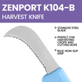 thumbnail image 4 of Zenport K104-B Harvest Utility Knife, Serrated Blade, 3 Inch Stainless Steel Blade, Blue, 4 of 5