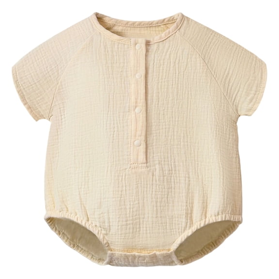 KPOPLK Baby Boy Clothes Infant Summer Casual Cartoon Print Romper Toddler Baby Plain Short Sleeve Bodysuit Jumpsuit Size 3-6 Months,Beige
