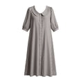 thumbnail image 6 of NTACZA Women Dresses 3/4 Sleeve Slit Shirt Dress Maxi Collared Striped Vacation Casual Button Down Beach Black L, 6 of 6