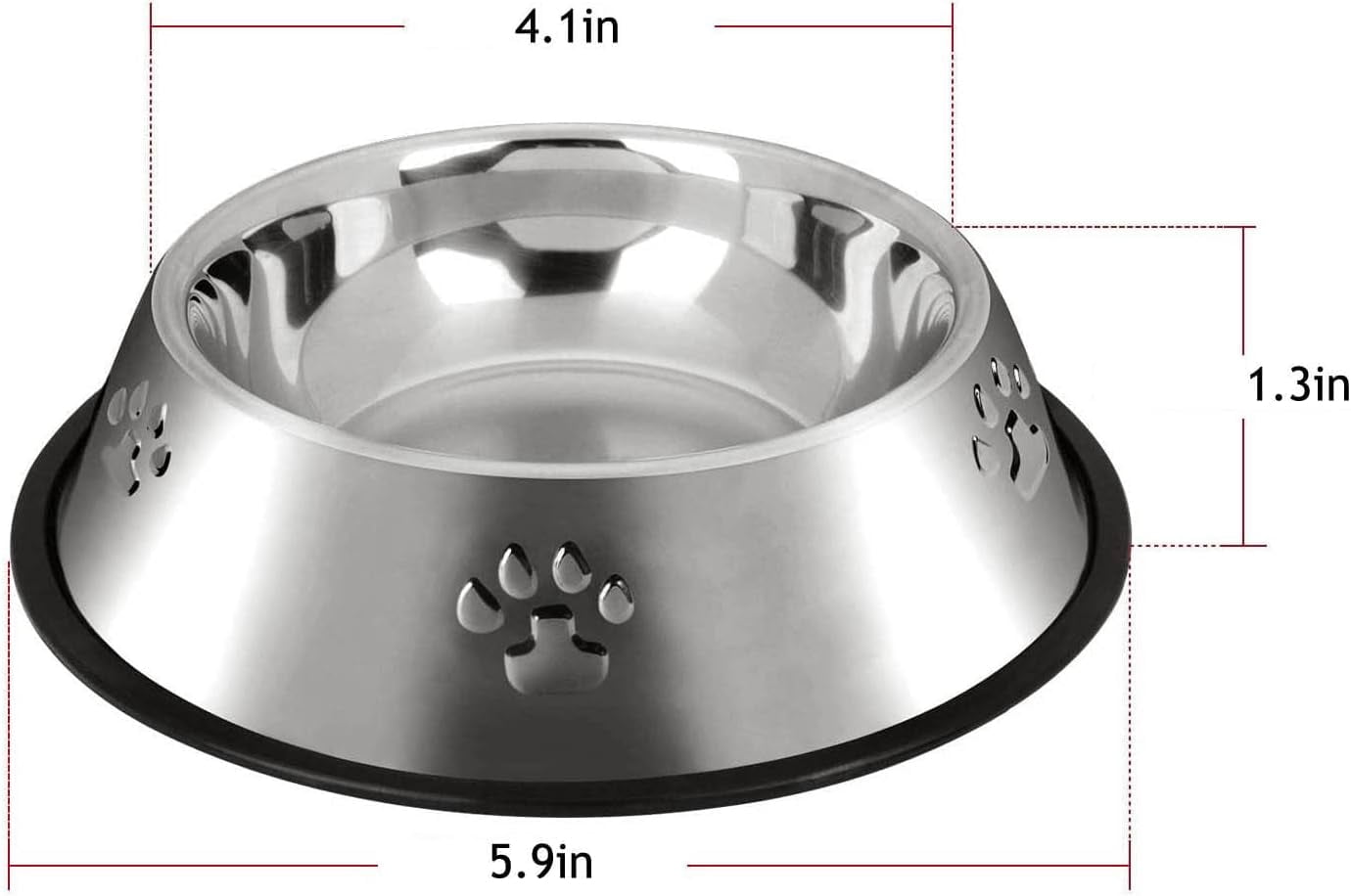 Kiibsot 2 Pack Stainless Steel Dog Bowls, Dog Feeding Dishes, Anti-Turn Over Pet Food Bowls with Rubber Base, Small Medium Large Pet Feeder for Food and Water