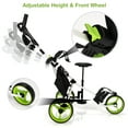 thumbnail image 5 of Goplus Folding 3 Wheels Golf Push Cart W/Seat Scoreboard Adjustable Handle Green, 5 of 11