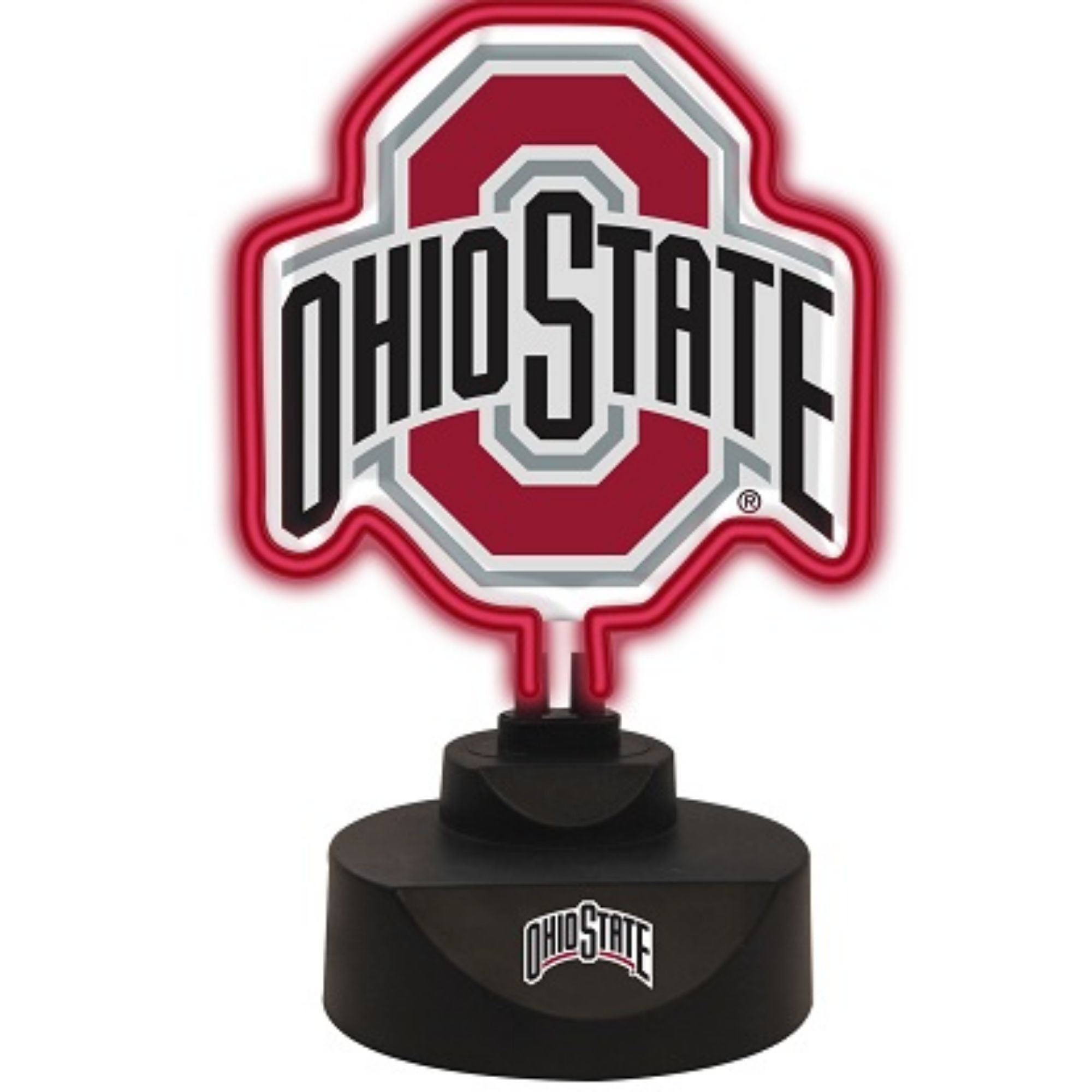13.5" Red and Black NCAA Ohio State Buckeyes Tabletop Neon Lamp