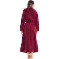 thumbnail image 2 of Women's Plush Fleece Robe with Hood, Long Warm Solid Bathrobe, 2 of 7