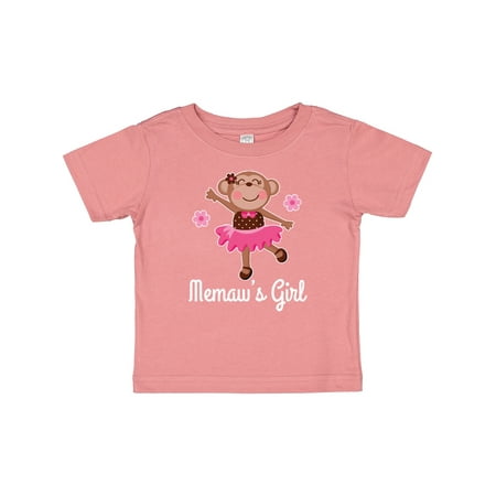 

Inktastic Memaw Girl Ballerina Monkey Gift Baby Girl T-Shirt