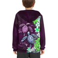 thumbnail image 4 of Xoenoiee Boys Hoodies Hooded Sweater for Kids Long Sleeve Pullover Hoodies Soft Athleticwear with Kangaroo Pocket Fall Winter Clothing, Floral Sea Turtle Hibiscus Pattern, XL, 4 of 7
