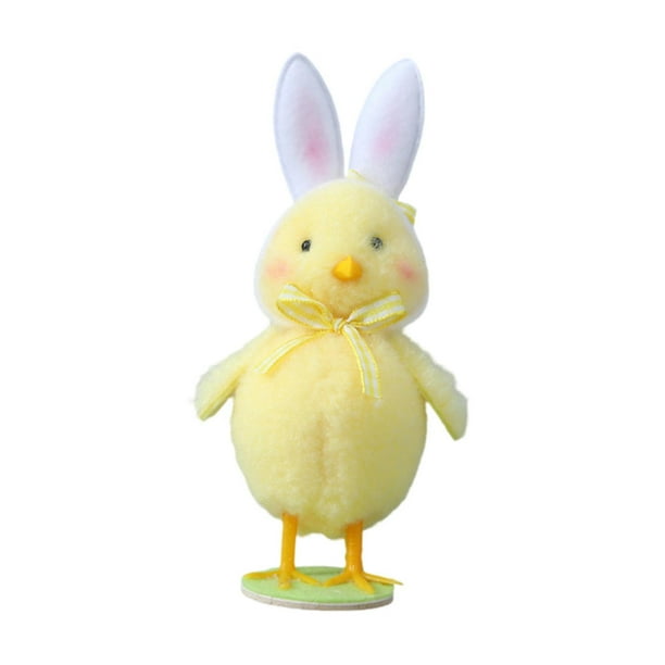 Orejas de conejo de Pascua, pollito, manualidades, regalo de cumpleaños, pollito suave, adorno, muñeco de peluche Amarillo