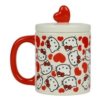 Hello Kitty Valentine's Day 16 Oz White Ceramic Lidded Mug