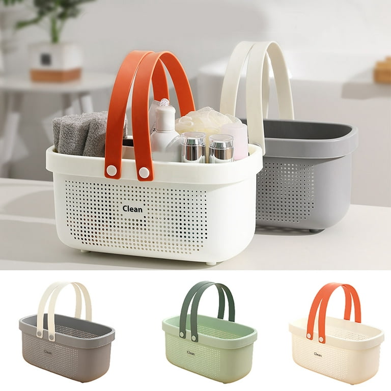 Simple Portable Hollow Reusable Plastic Bathroom Storage Organizer Basket  Home for Food Snacks Toys Toiletries(White,S) 