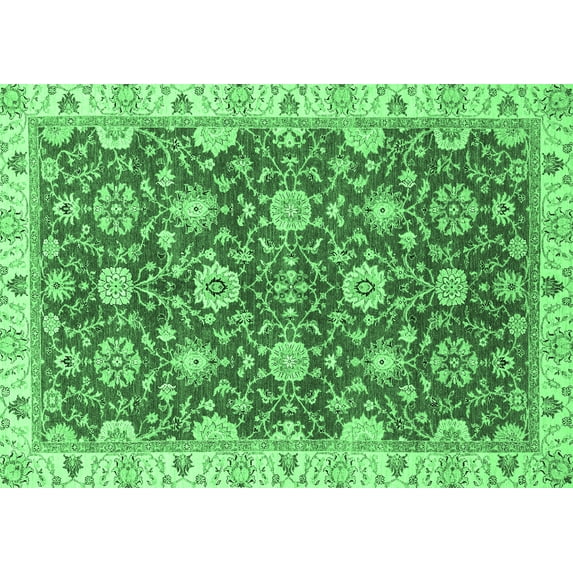 Ahgly Company Indoor Rectangle Oriental Emerald Green Traditional Area Rugs, 5' x 7'