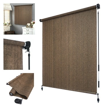 HTTMT Crank Outdoor Roller Top down Window Blinds, 4" x 8"