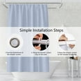 thumbnail image 6 of Stripes Fabric Bathroom Shower Curtain - Sky Blue Lines Modern Minimalist with Hooks - Polyester Waterproof Artistic Decor, 72x84 Inch, 6 of 6