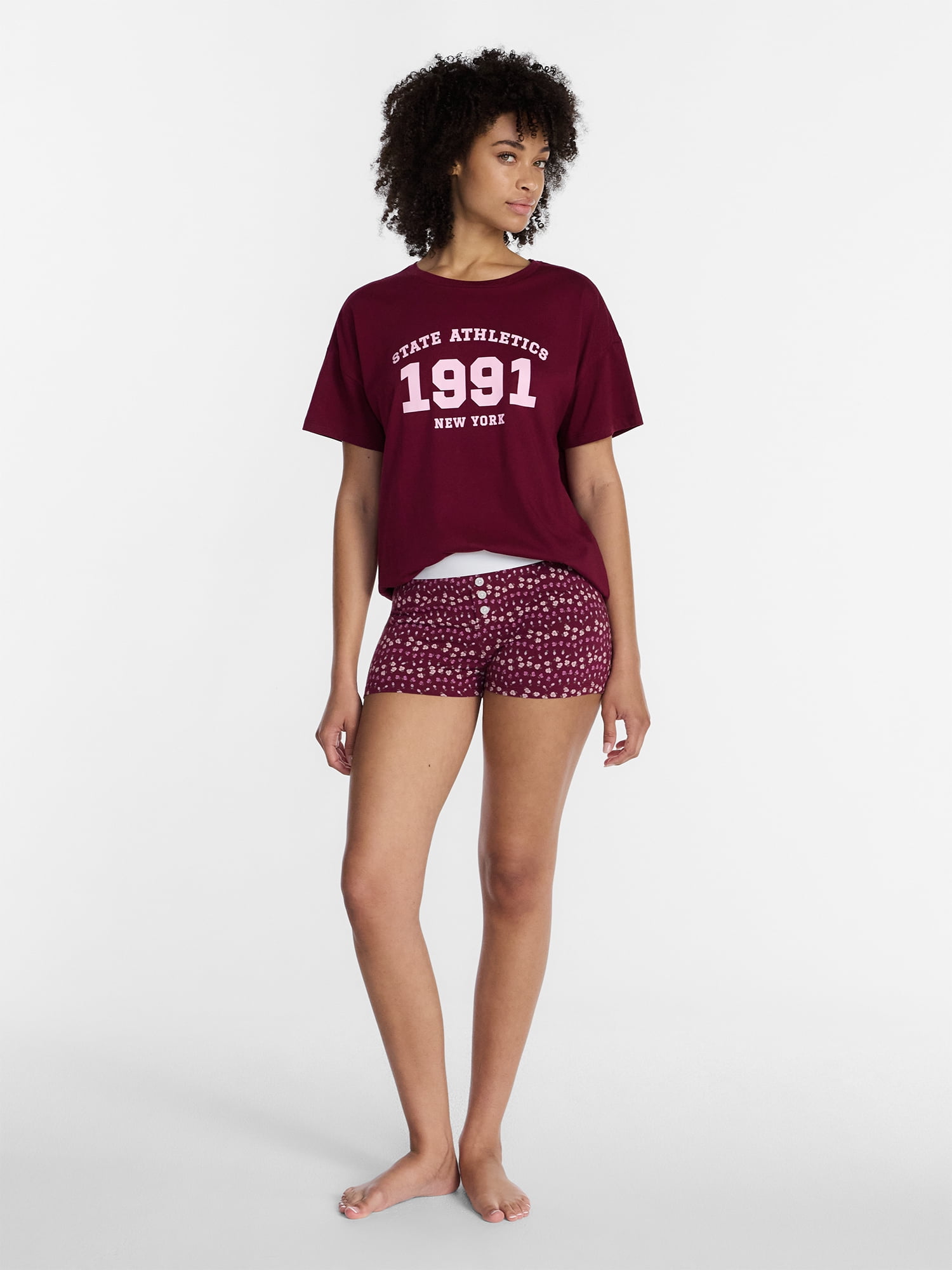 No Boundaries Sleepwear Oversized Graphic Cotton Tee, Women’s and Women’s Plus XXS-3X