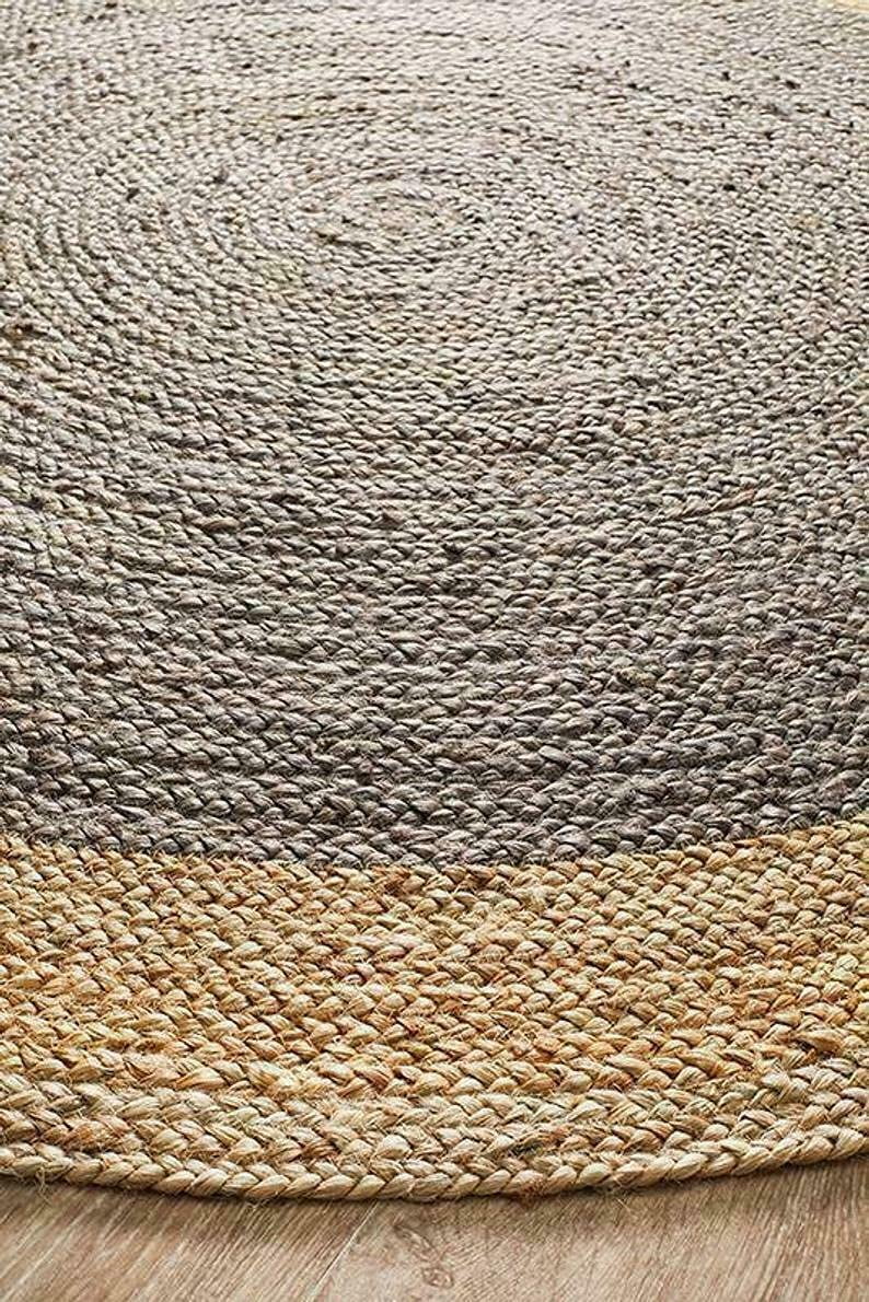 Avgari Creation Hand Made Round Gray Color Living Room Area Rug, Farm House, Kitchen Outdoor Indoor Rugs Carpet Doormat 5" Feet (60" Inch)