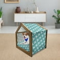 thumbnail image 3 of Abstract Pet House, Retro Architecture Style Modern Trippy Maze Form Urban Graphic, Outdoor & Indoor Portable Dog Kennel with Pillow and Cover, 5 Sizes, Turquoise Teal White, by Ambesonne, 3 of 5