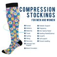 thumbnail image 2 of FORMRS Womens Knee High Socks Casual Long Thick Travel Daily Wear, 1 Pair, Blue Checkered Daisy, 2 of 6