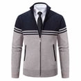 thumbnail image 2 of BXINGOHAI Mens Casual Full Zip Cardigan Sweaters Cable Knit Jacket Sweater Men Khaki 3XL, 2 of 7
