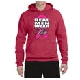 thumbnail image 2 of Real Men Wear Pink Awareness Unisex Graphic Hoodie Sweatshirt, Vintage Heather Red, Large, 2 of 3