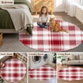 thumbnail image 5 of Red Checkered Round Area Rug 7 FT, Non Slip Living Room Area Carpet, Red White Plaid Farmhouse Washable Soft Circular Rug Non-Shedding Floor Carpet for Bedside Office Play Room Classroom, 5 of 9