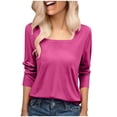 thumbnail image 4 of Sexlip Womens Basic Crew Neck Tee Drop Shoulder Design Breathable Fabric Relaxed Silhouette for Casual Outings Pink L, 4 of 9