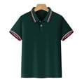 thumbnail image 5 of CQONEPT Boys Henley Short Sleeve Shirt Summer Cotton Collared T Shirt Toddler Casual School Uniform Dress Shirts Green L, 5 of 6