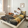 thumbnail image 4 of Castle Fairy Safari Bear Deer 4 Pieces Queen Sheet Sets for Teens Boys,Jungle Animal Ultra Soft Flat Sheet,Woodland Wildlife Queen Fitted Sheet,Ultra Soft Home Decor, 4 of 7