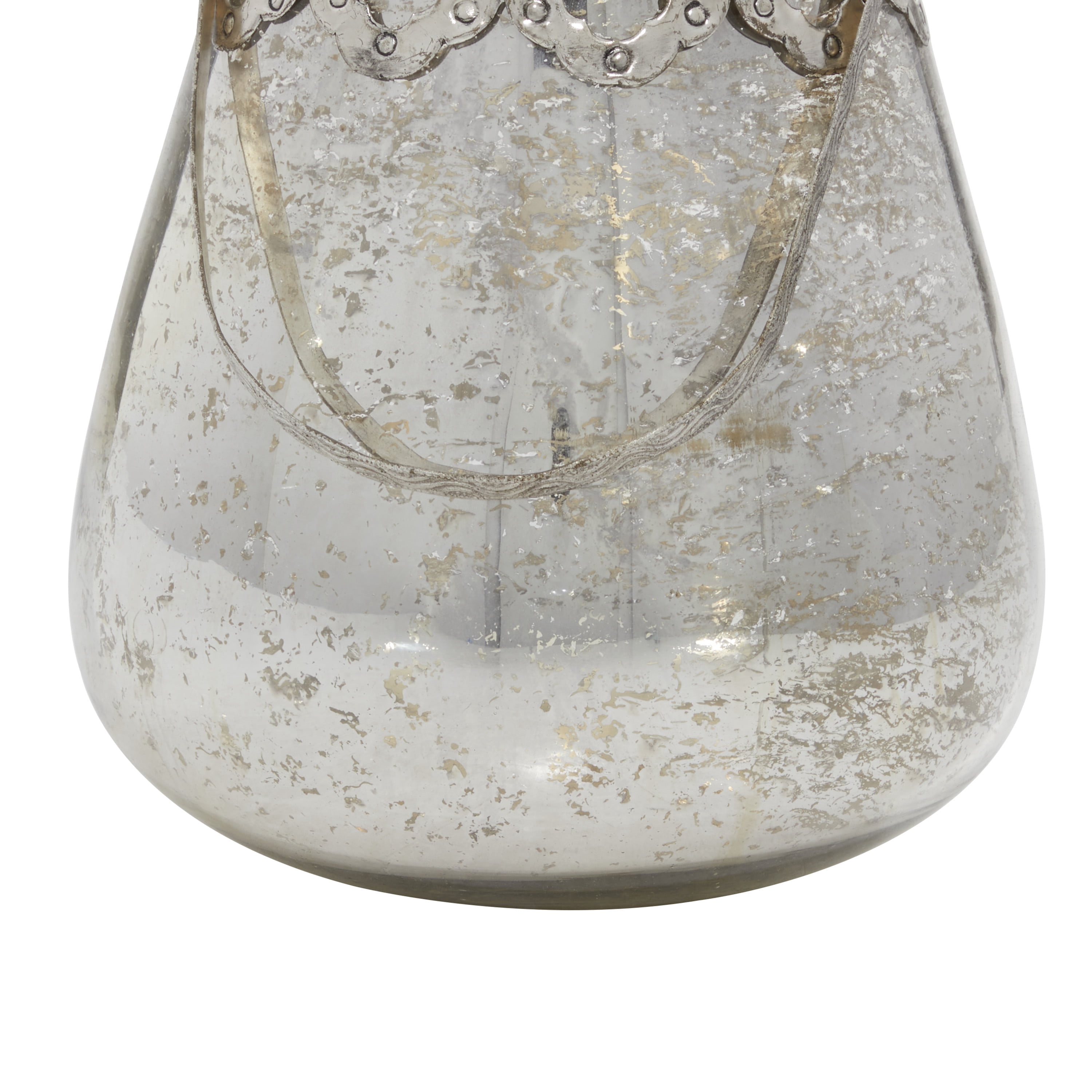 DecMode 3 Holder Silver Glass Decorative Candle Lantern, Set of 3