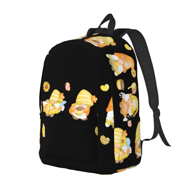 Easygdp Bee Happy Sunflower Gnomes Mochila de Lona Resistente para Laptop, Compatible con Laptops de 15 a 17 pulgadas, Ideal para Escuela, Trabajo y Viajes-Small