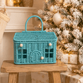thumbnail image 3 of Vintage Woven House Basket with Door, Decorative Handwoven Storage Basket with Handle & Rustic Design, Multi-Purpose for Holiday Decor Home Storage Gift Organization（Blue）, 3 of 8