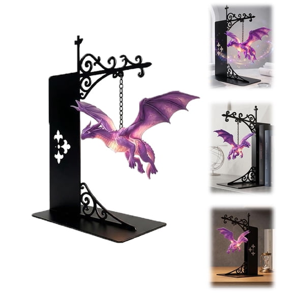 Dragon Bookshelf Night Light, Warm LED Floating Dragon Lamp for Bookcase Display, Fantasy Reading Nook Decor, Unique Gift for Dragon Lovers and Readers