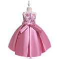 thumbnail image 5 of Odeerbi 2025 Toddler Girls Solid Color Pearl Embroidery Bowknot Birthday Party Flowers Gown Kids Dresses, 5 of 9