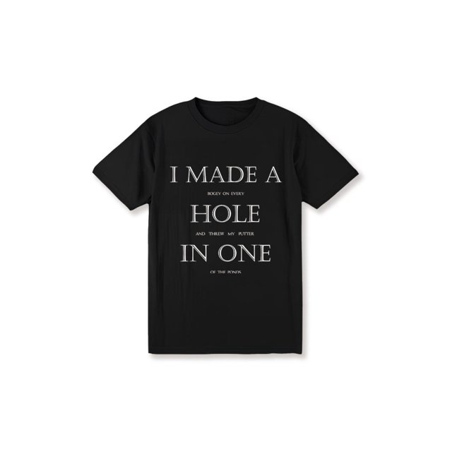 Camiseta de golf divertida para hombre: diseño "Hice un hoyo en uno", punto de algodón negro, camiseta informal de cuello redondo, ideal como regalo para golfistas, lavable a máquina.
