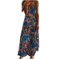thumbnail image 2 of SMihono Robe Maxi Bohème d'Été pour Femmes Grande Taille Mode Femme Bretelles Taille Mi-Haute Col en V Sans Manches Rayée Imprimée Robe Longue de Plage, 2 of 5