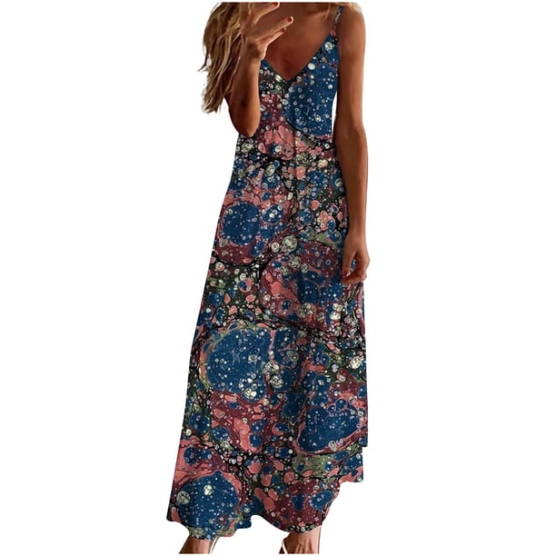 Vestido largo de playa ajustado con estampado de rayas sin mangas con cuello en V y cintura media a la moda para mujer Pompotops ghjkhdj9214