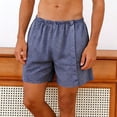 thumbnail image 2 of Pantalones Cortos de Cintura Elástica para Hombre Color Sólido Pantalones Cortos Casuales con Botón Totalmente Abierto para Hombres Primavera Y Verano, 2 of 6