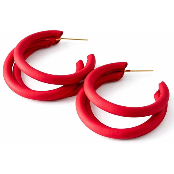 RubyLee Elegance Red Hoop Earrings for Women